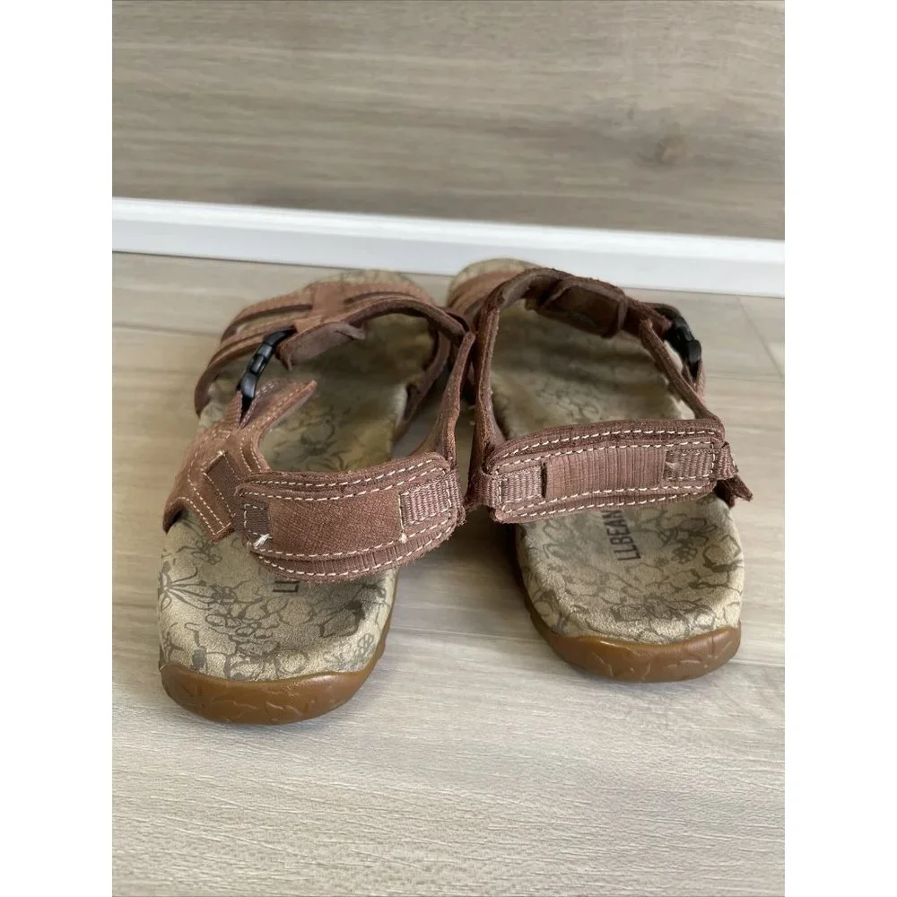 LL Bean L.L. Bean Womens Brown Strappy Strap Sandals With Hook Closure Sz‎ 8